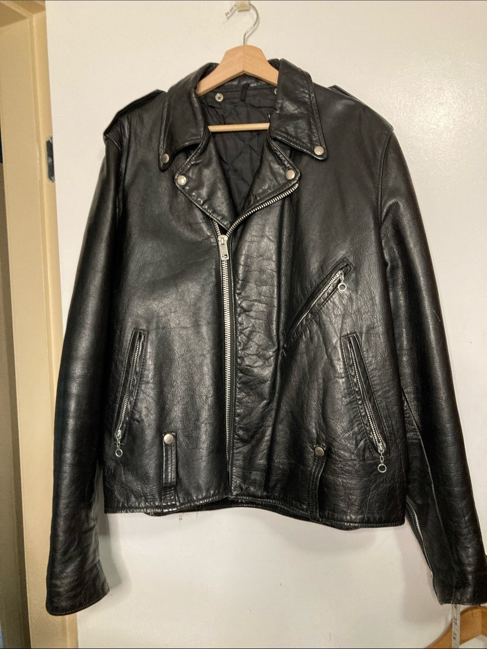 Vintage Black Leather Biker Jacket